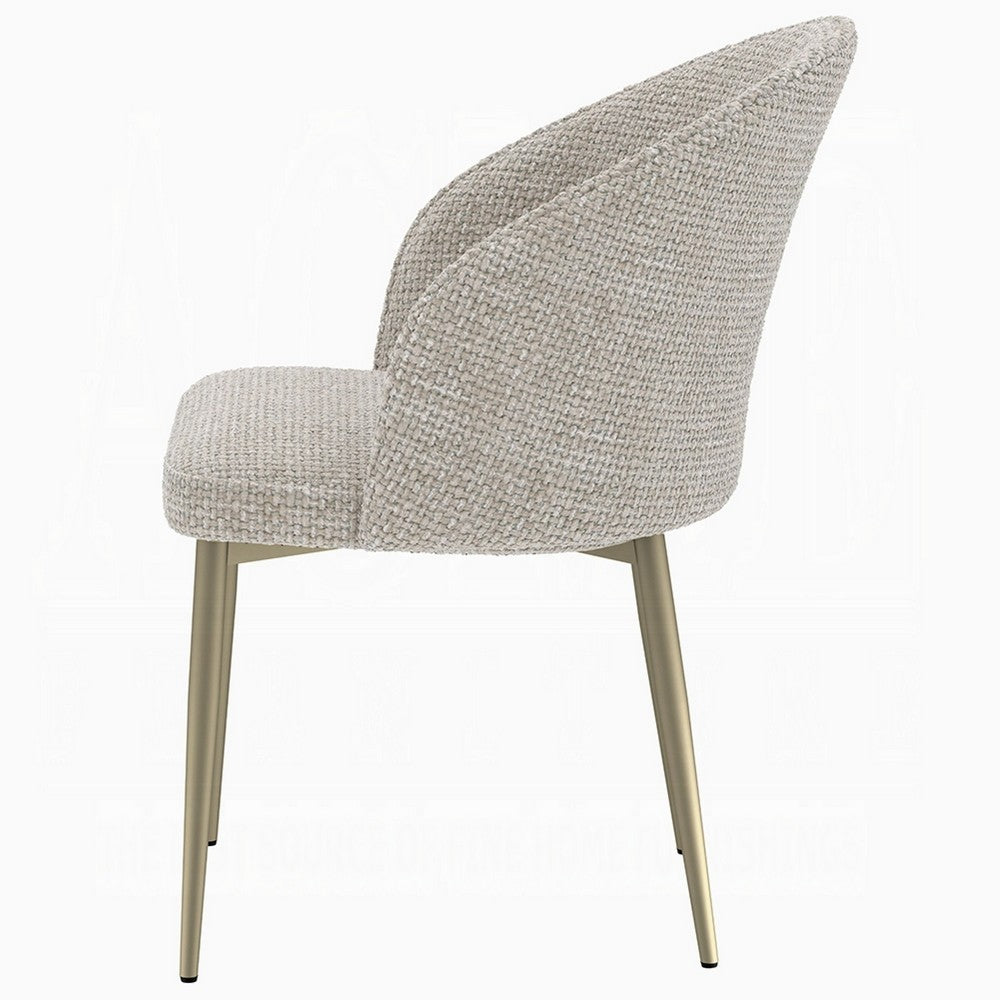 Benjara Geru Dining Side Chair Set of 2, Plush Padded Curved Back, Light Gray