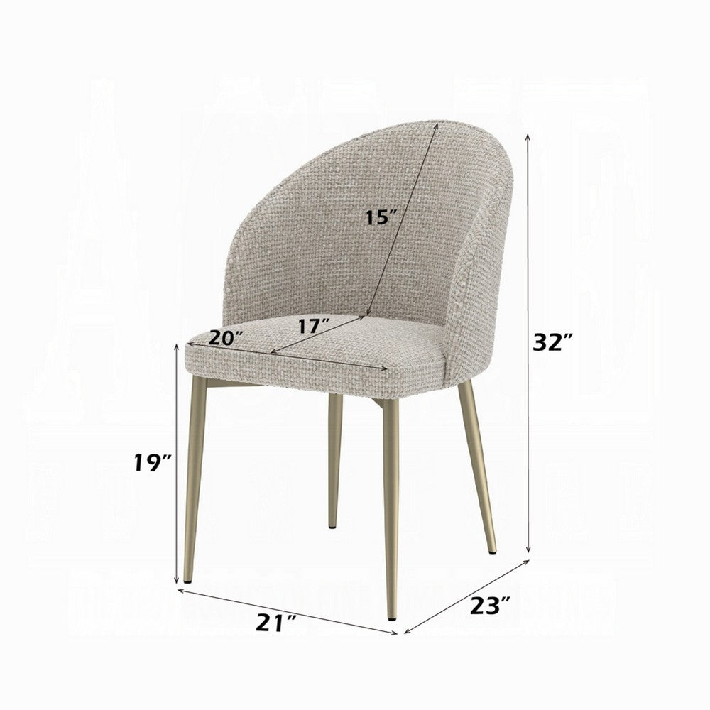 Benjara Geru Dining Side Chair Set of 2, Plush Padded Curved Back, Light Gray