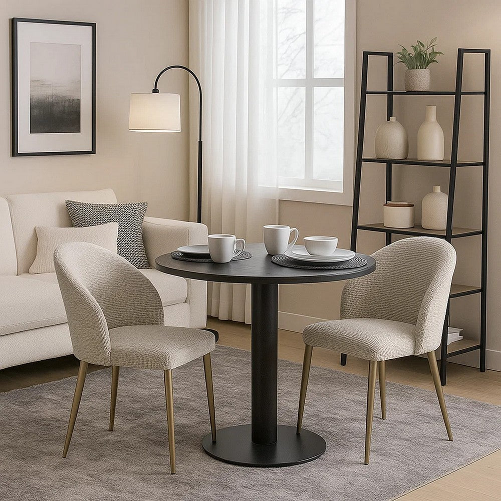 Benjara Geru Dining Side Chair Set of 2, Plush Padded Curved Back, Light Gray