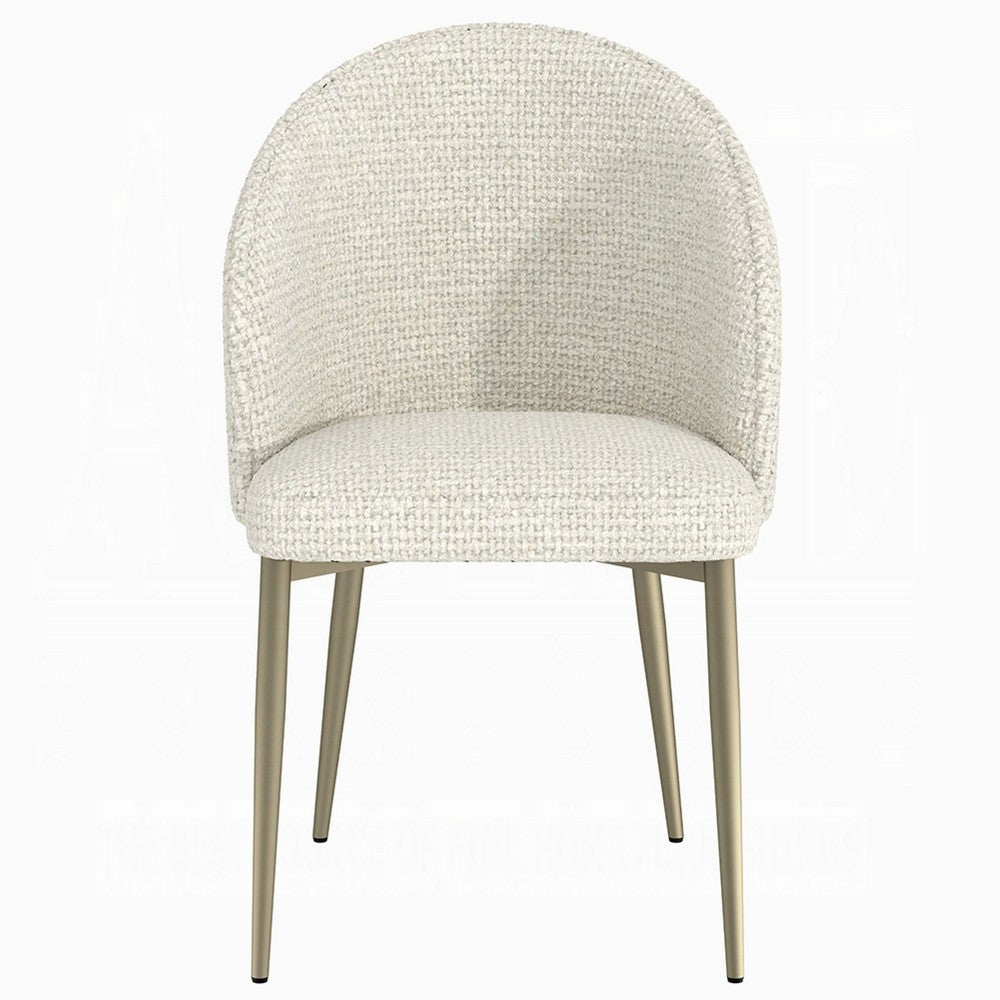 Benjara Geru Dining Side Chair Set of 2, Padded Curved Back Contemporary White