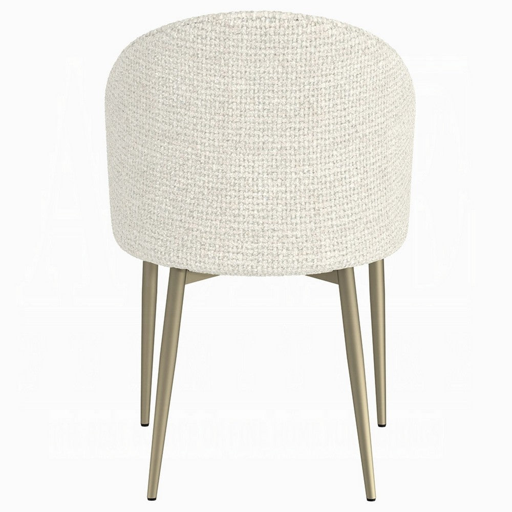 Benjara Geru Dining Side Chair Set of 2, Padded Curved Back Contemporary White