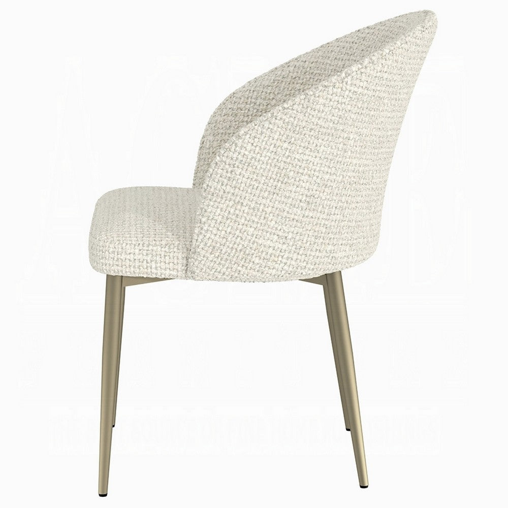 Benjara Geru Dining Side Chair Set of 2, Padded Curved Back Contemporary White