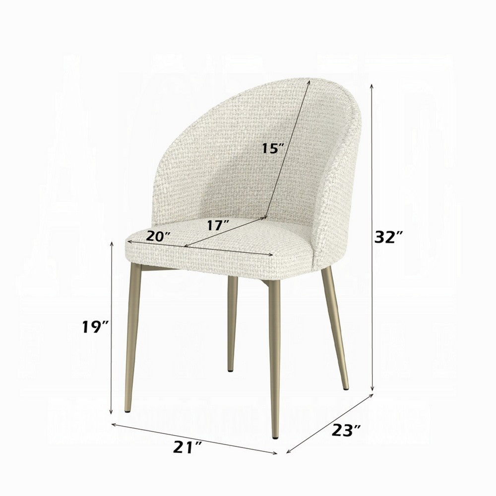 Benjara Geru Dining Side Chair Set of 2, Padded Curved Back Contemporary White