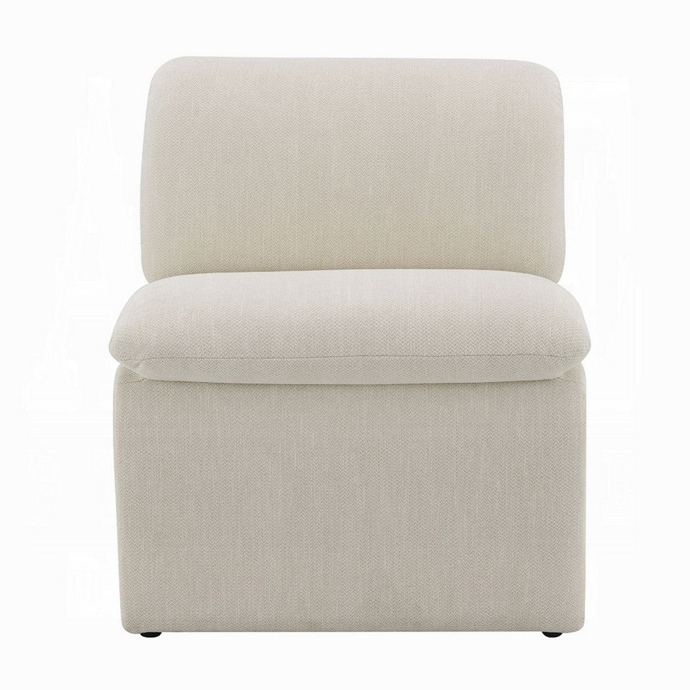 Benjara Kami Accent Chair, Curved Open Base, Armless Modern Ivory Boucle