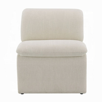 Benjara Kami Accent Chair, Curved Open Base, Armless Modern Ivory Boucle