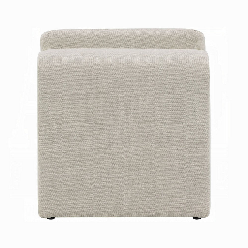 Benjara Kami Accent Chair, Curved Open Base, Armless Modern Ivory Boucle