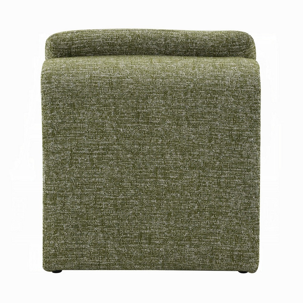 Benjara Kami Accent Chair, Curved Open Base, Armless Modern Green Boucle