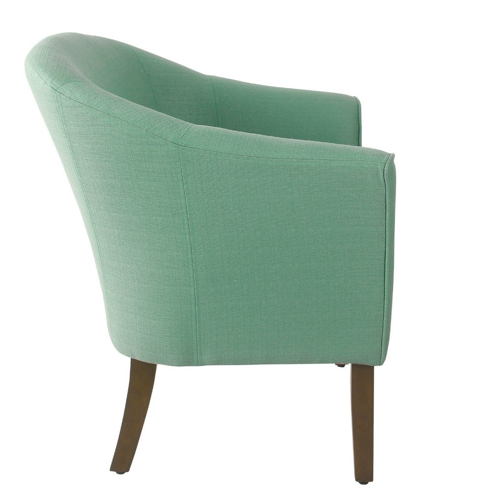 Benjara Elom Accent Armchair, Aqua Blue Polyester with Welt Trim Details