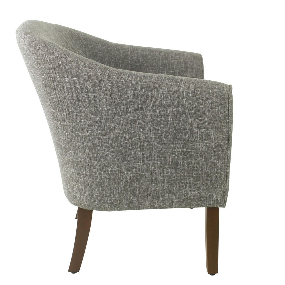 Benjara Elom Accent Armchair, Slate Gray Polyester with Welt Trim Details