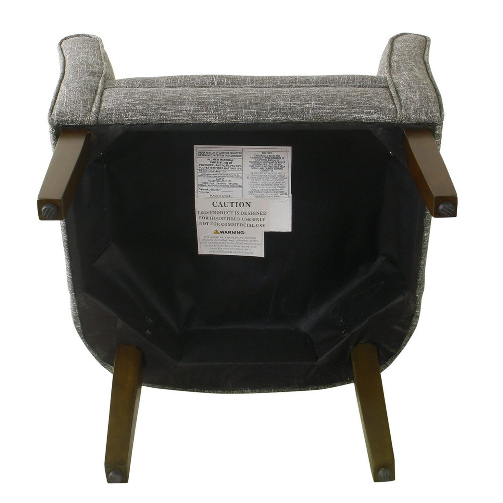 Benjara Elom Accent Armchair, Slate Gray Polyester with Welt Trim Details