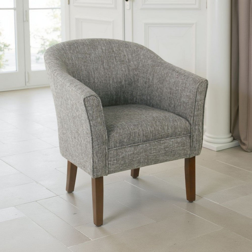 Benjara Elom Accent Armchair, Slate Gray Polyester with Welt Trim Details