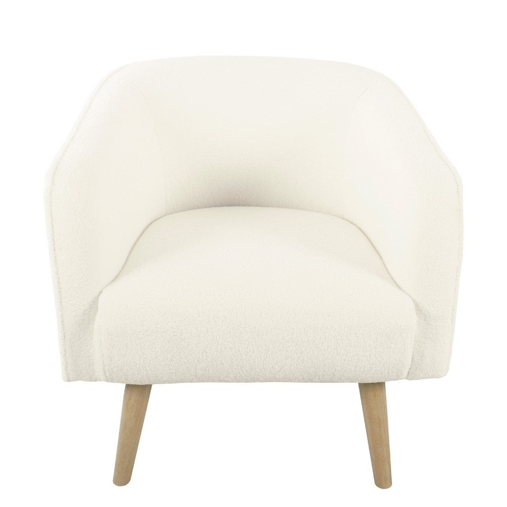 Benjara Accent Club Chair, Cream Sherpa Fabric, Modern Round Tapered Legs