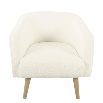 Benjara Accent Club Chair, Cream Sherpa Fabric, Modern Round Tapered Legs
