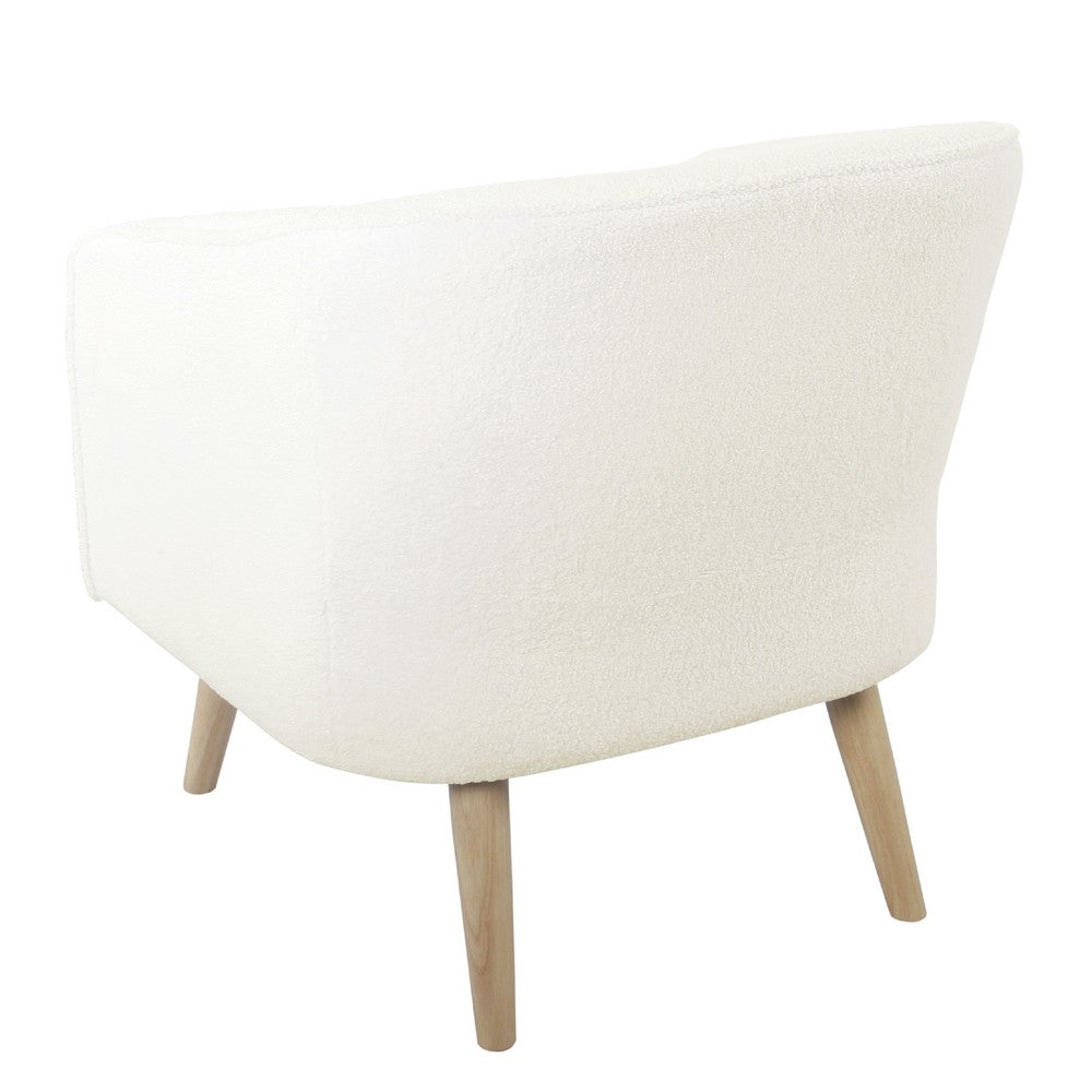 Benjara Accent Club Chair, Cream Sherpa Fabric, Modern Round Tapered Legs