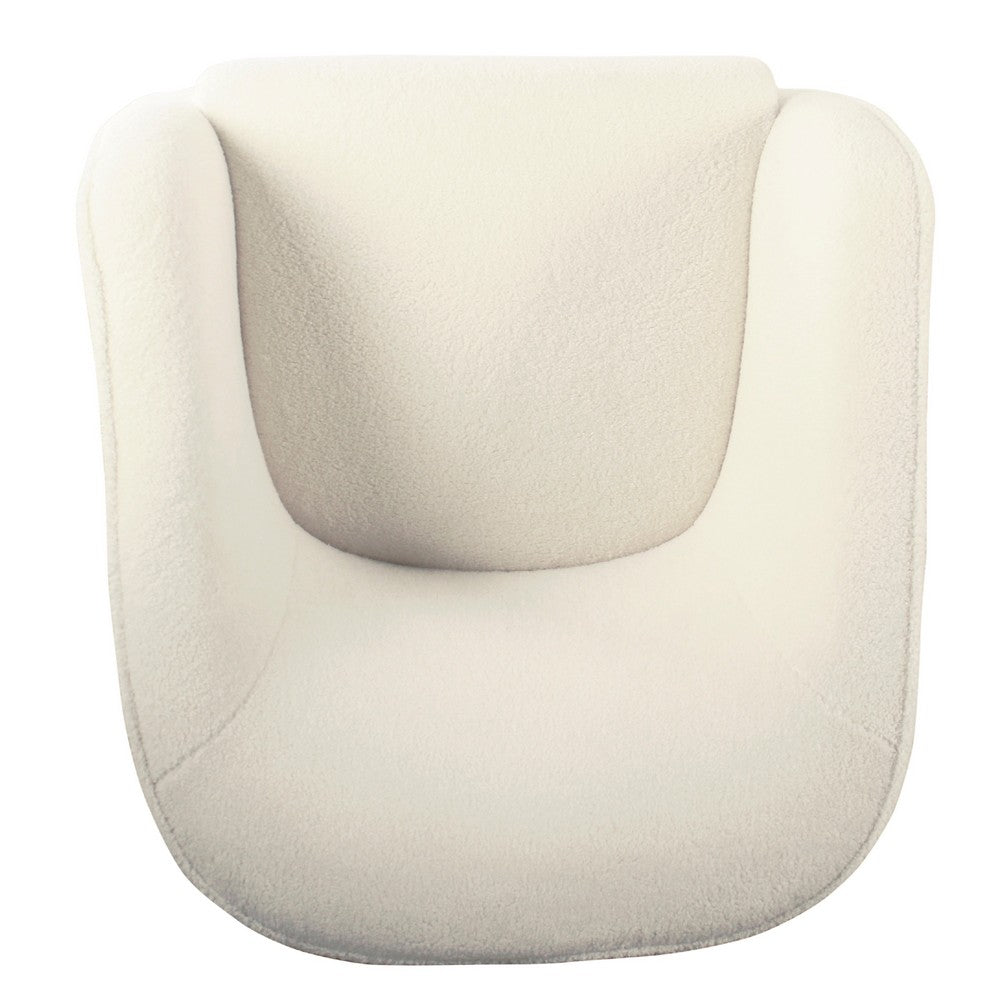 Benjara Accent Club Chair, Cream Sherpa Fabric, Modern Round Tapered Legs