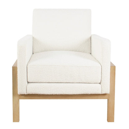 Benjara Nimo Accent Armchair, Cream White Boucle, Modern Track Armrests