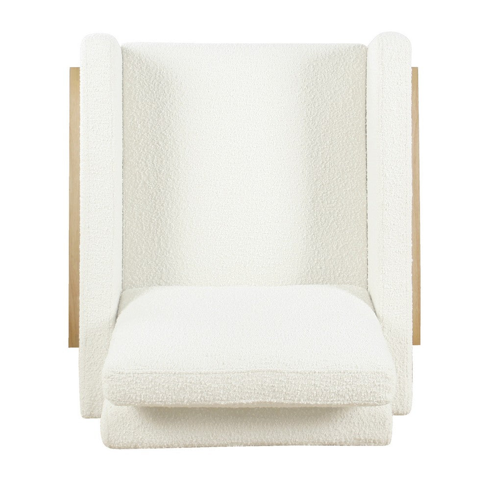 Benjara Nimo Accent Armchair, Cream White Boucle, Modern Track Armrests