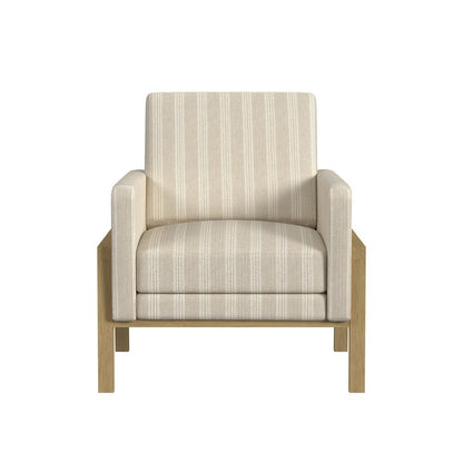 Benjara Nimo Accent Armchair, Tan Brown And Cream Polyester, Track Armrests