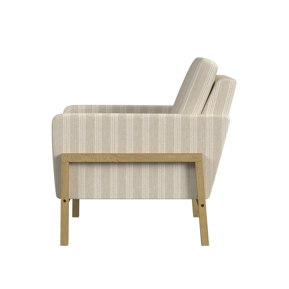 Benjara Nimo Accent Armchair, Tan Brown And Cream Polyester, Track Armrests