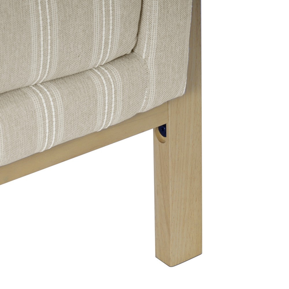 Benjara Nimo Accent Armchair, Tan Brown And Cream Polyester, Track Armrests