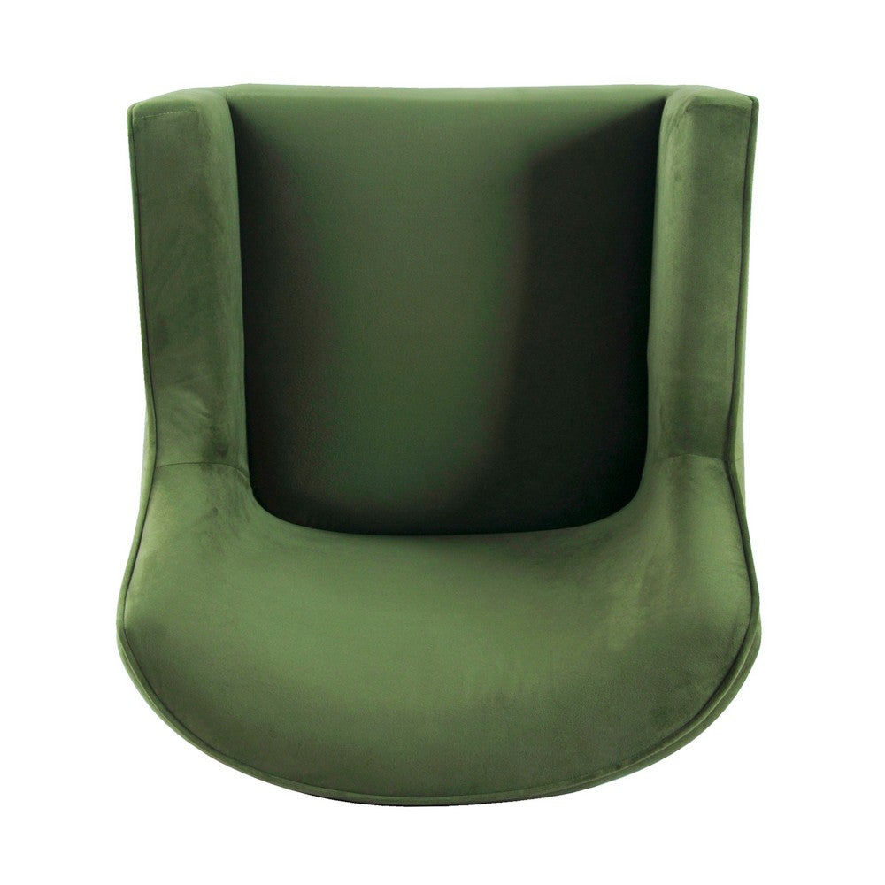 Benjara Sune Accent Chair, Soft Dark Green Velvet And Matte Black Metal Legs