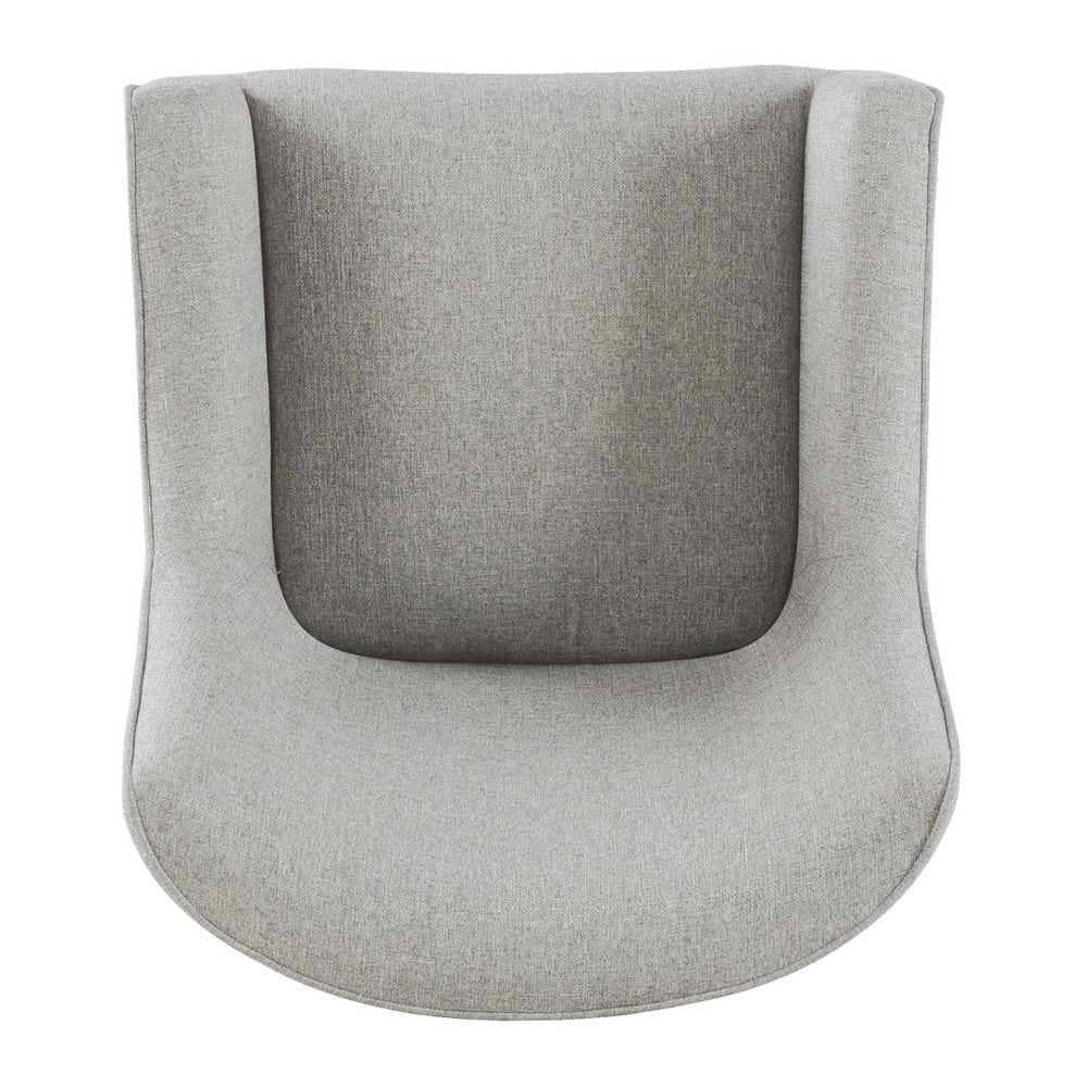 Benjara Sune Accent Chair, Light Gray Polyester And Matte Black Metal Legs