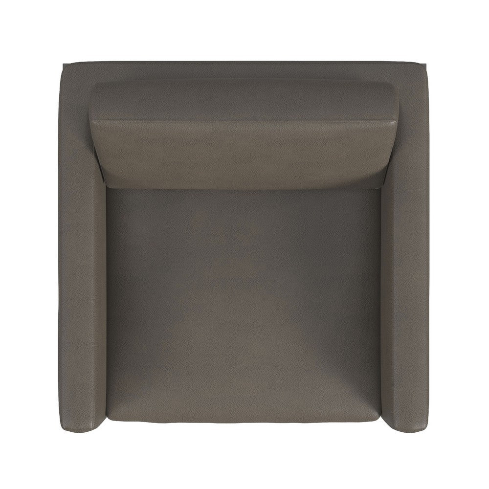 Benjara Fiam Accent Armchair, Dark Gray Faux Leather, Modern Black Legs