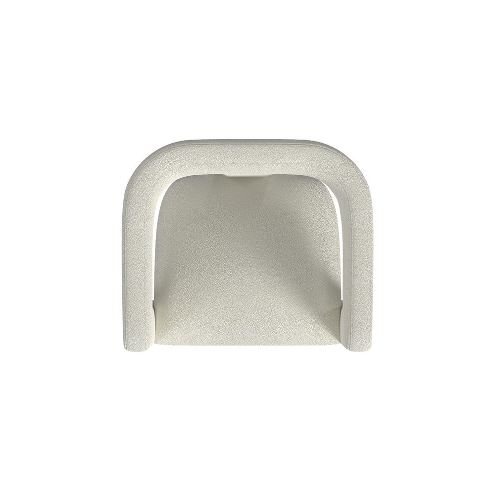 Benjara Curved Accent Chair, Modern White Boucle Upholstery on Solid Wood