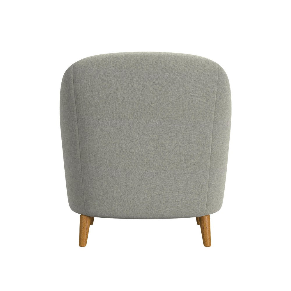 Benjara Accent Armchair, Button Tufted Backrest, Soft Gray Woven Fabric