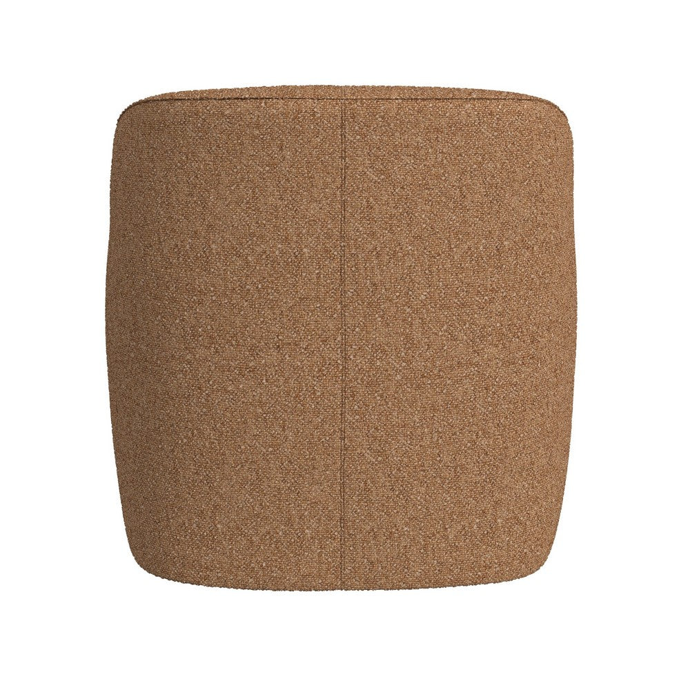 Benjara Kopi Swivel Accent Club Chair, Light Tan Brown Boucle, Curved Backrest
