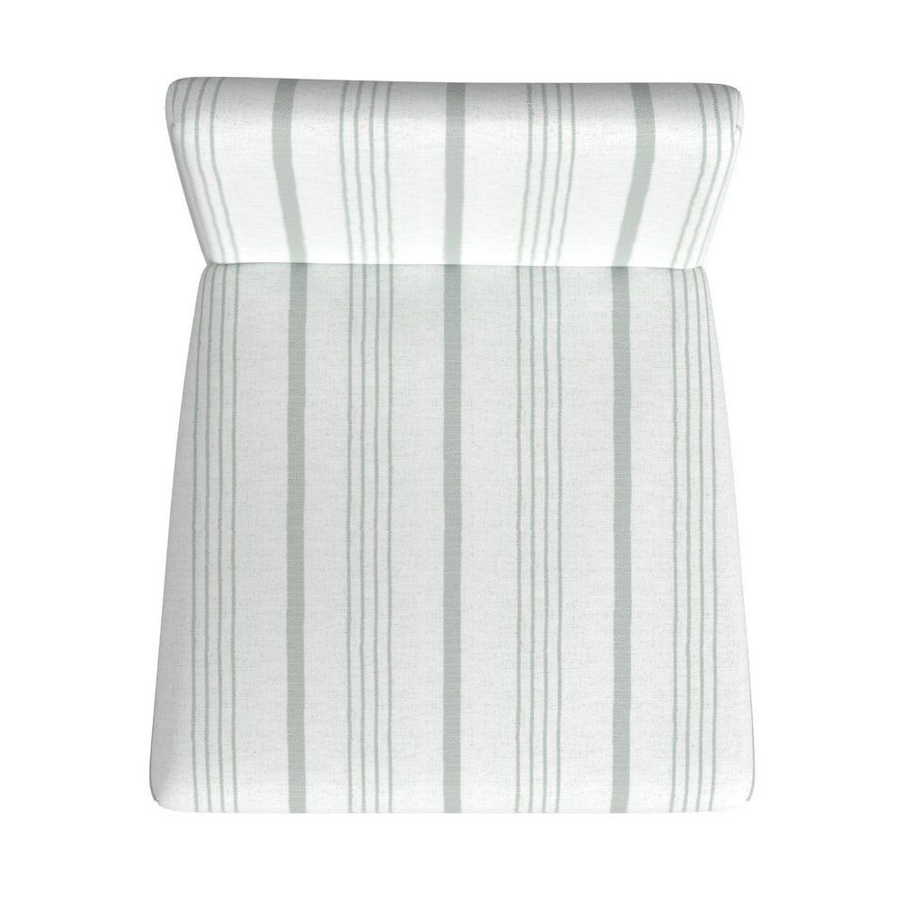 Benjara Pior Counter Stool Chair, Dove Gray And White Stripe, Brown Wood Legs