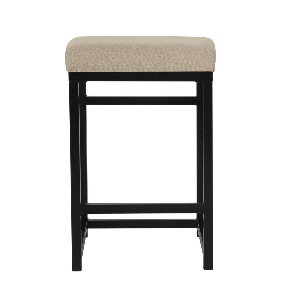Benjara Toko Backless Counter Height Stool, Brown Polyester Industrial Black