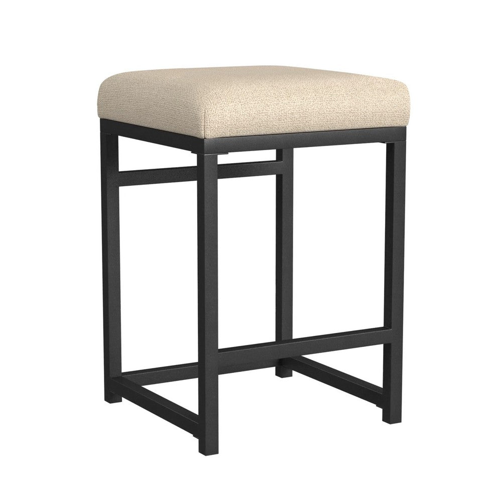 Benjara Toko Backless Counter Height Stool, Brown Polyester Industrial Black