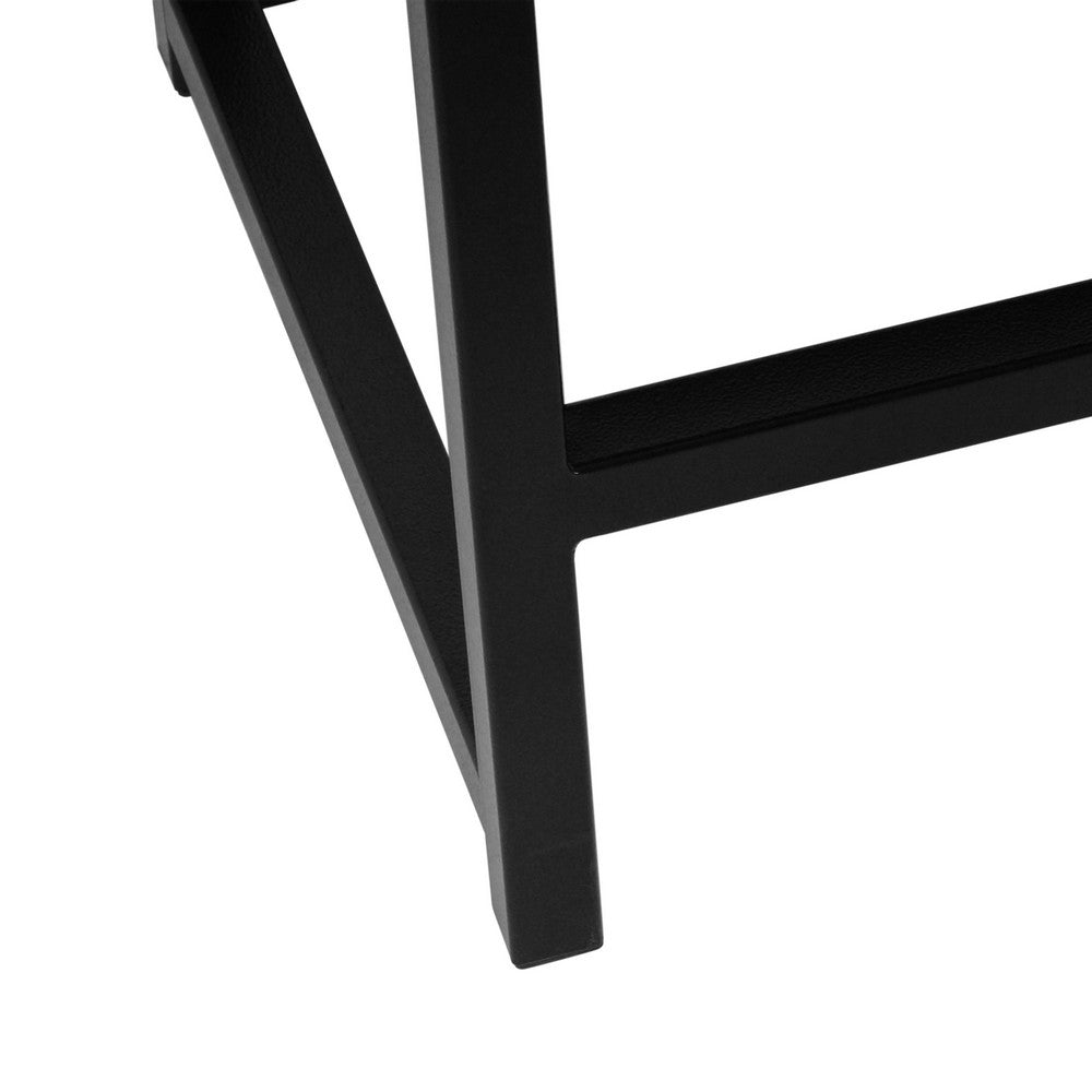 Benjara Toko Backless Counter Height Stool, Brown Polyester Industrial Black