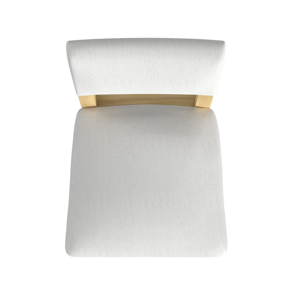 Benjara Bowo Counter Stool Chair, White Fabric Seat, Brown Hardwood Legs