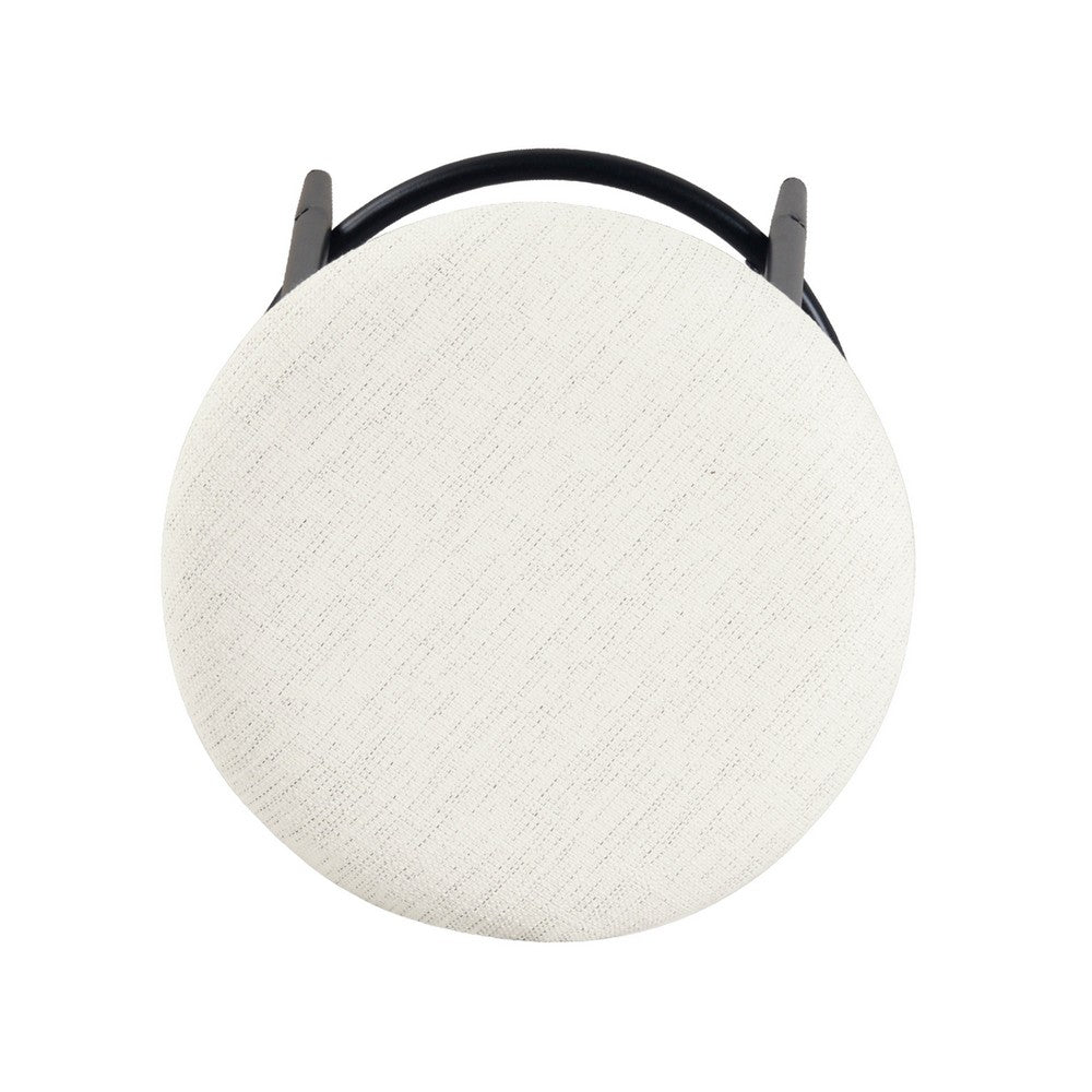 Benjara Nion Backless Counter Height Stool, Black Metal Legs, Cream Polyester