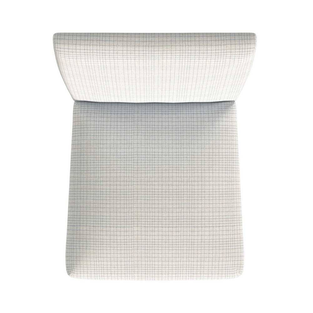 Benjara Relo Counter Height Stool Chair, Cream Polyester, Mini Grid Pattern