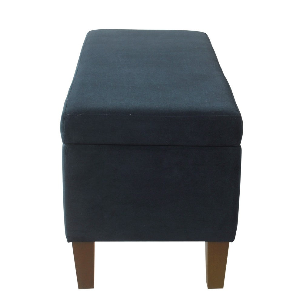 Benjara Ava Accent Storage Bench Ottoman with Navy Brown Velvet, 36 Inch