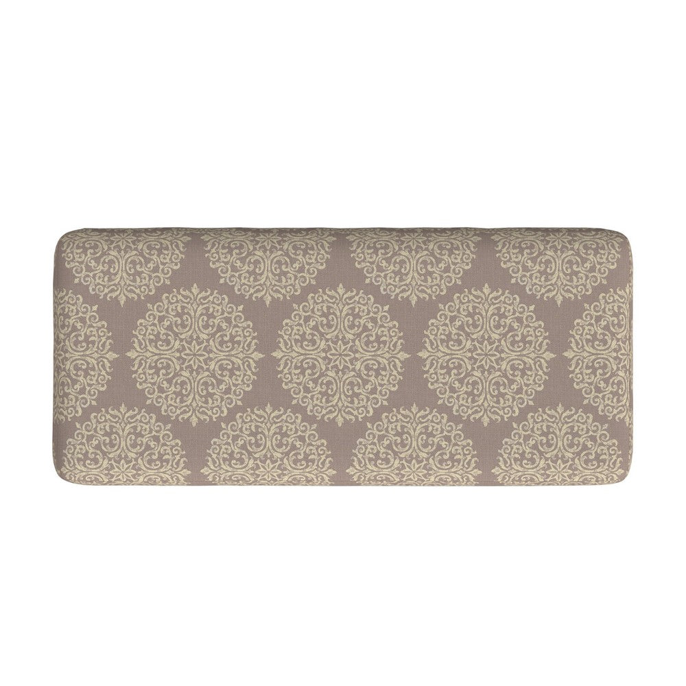 Benjara Ben Storage Bench Ottoman, Light Brown Medallion Design, 36 Inch