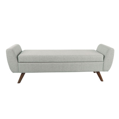 Benjara Rae Storage Bench Ottoman with Arms, Light Gray Woven Fabric, 60 Inch
