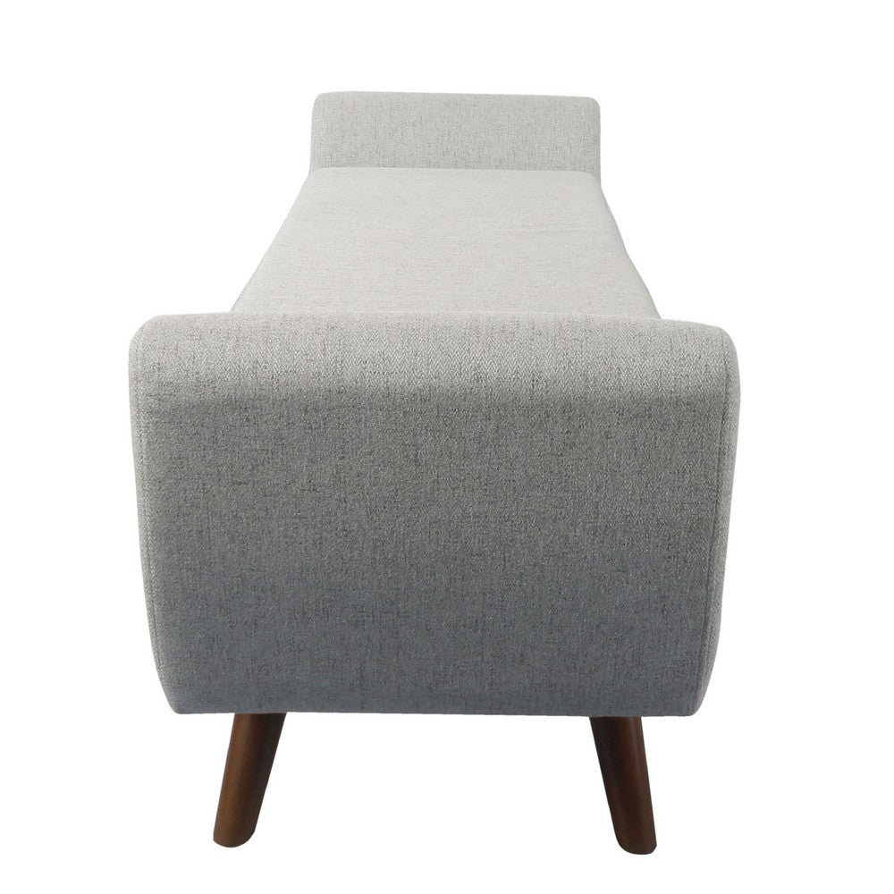 Benjara Rae Storage Bench Ottoman with Arms, Light Gray Woven Fabric, 60 Inch