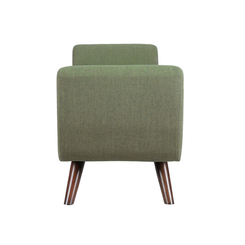 Benjara Rae Storage Bench Ottoman with Arms, Olive Green Woven Fabric, 60 Inch