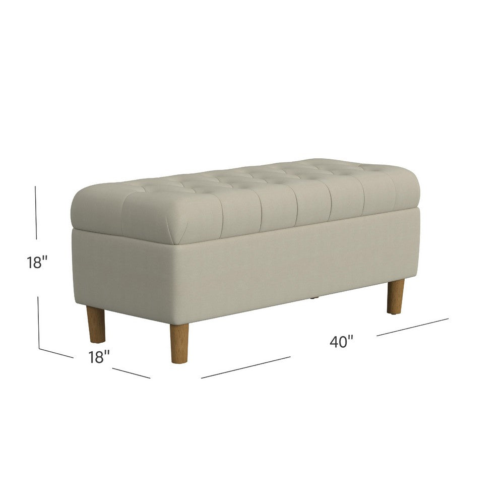 Benjara Sol Storage Bench Ottoman, Tan Beige Velvet, Brown, 40 Inch