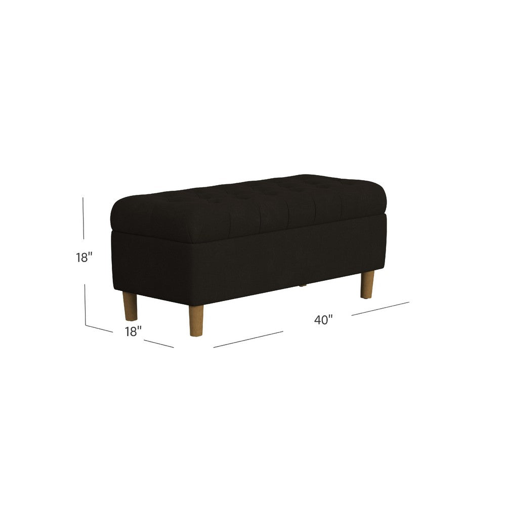 Benjara Sol Storage Bench Ottoman, Chocolate Brown Velvet, Wood, 40 Inch