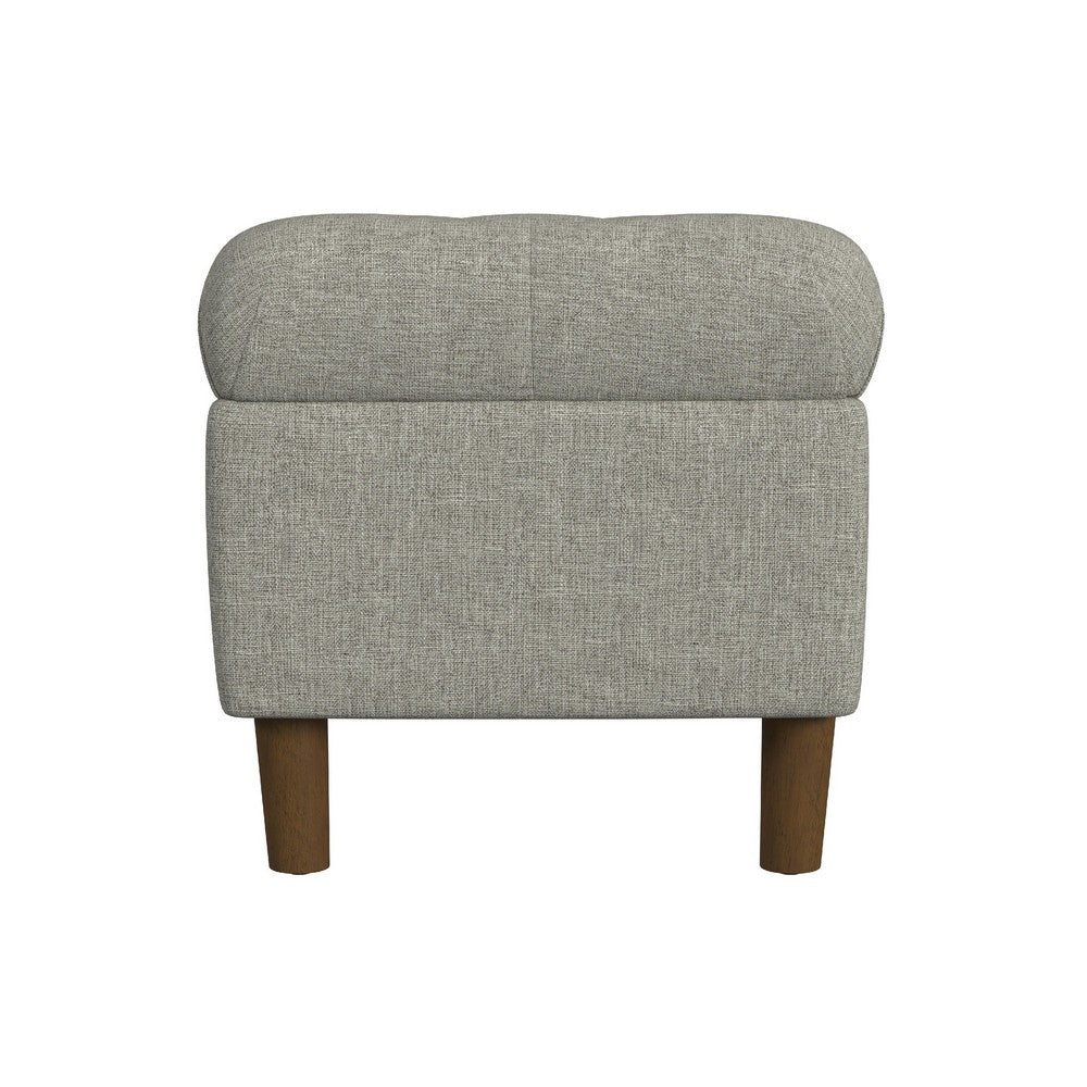 Benjara Sol Storage Bench Ottoman, Gray Woven Fabric, Brown Wood, 40 Inch