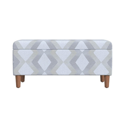 Benjara Zia Accent Storage Bench, Cream Gray Woven Diamond Pattern, 36 Inch