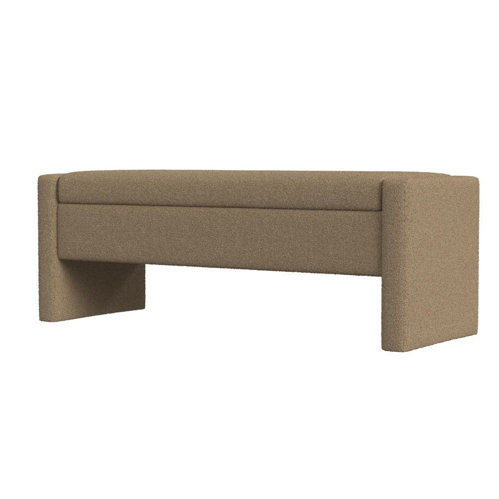 Benjara Kim Storage Bench Ottoman, Rich Brown Velvet And Solid Wood, 50 Inch