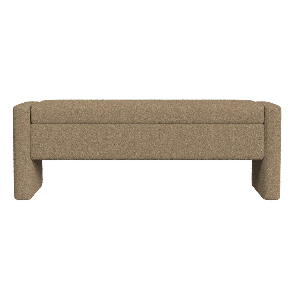 Benjara Kim Storage Bench Ottoman, Rich Brown Velvet And Solid Wood, 50 Inch