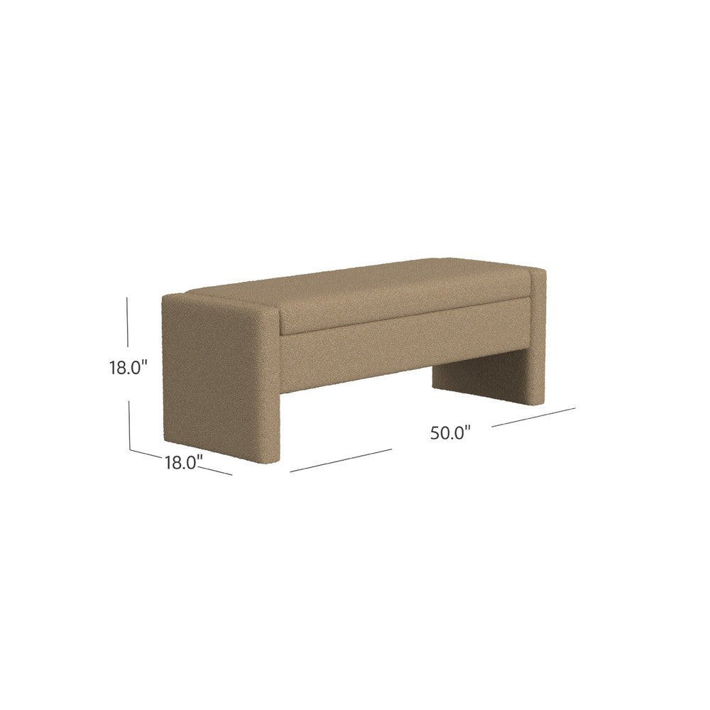 Benjara Kim Storage Bench Ottoman, Rich Brown Velvet And Solid Wood, 50 Inch