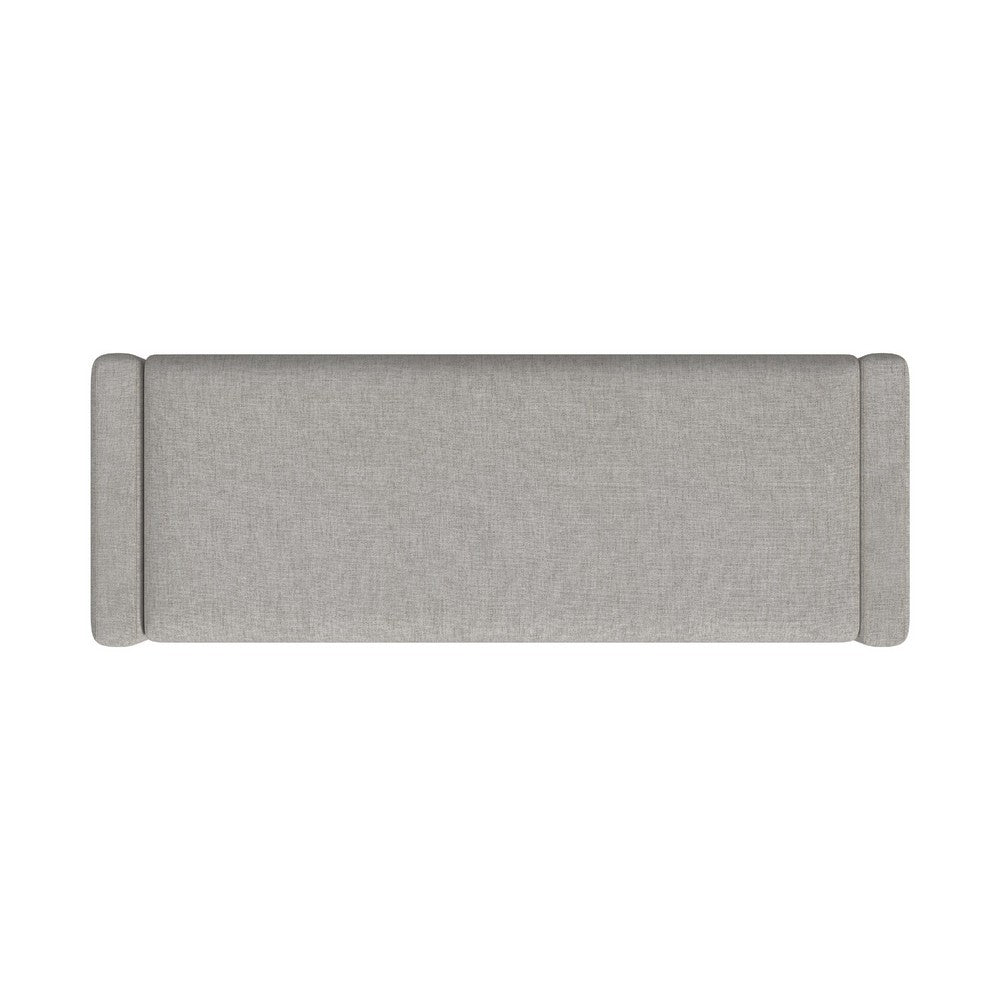 Benjara Kim Storage Bench Ottoman, Light Gray Velvet And Solid Wood, 50 Inch